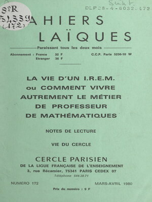 cover image of La vie d'un I.R.E.M.